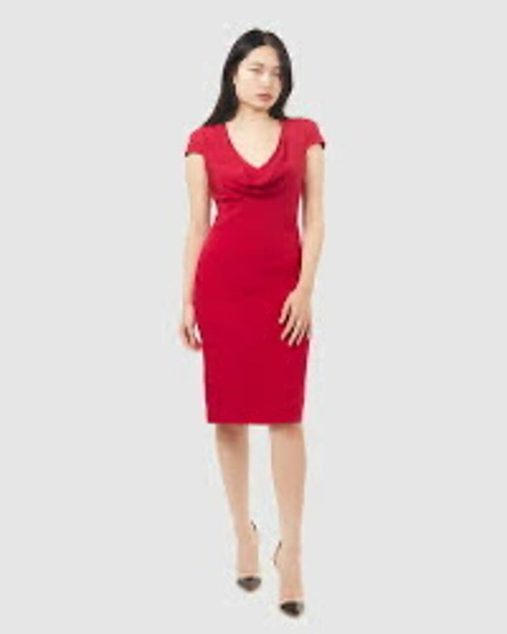 Albert Nipon Cowl Neck Short Sleeve Sheath Dress Size 12 Pink